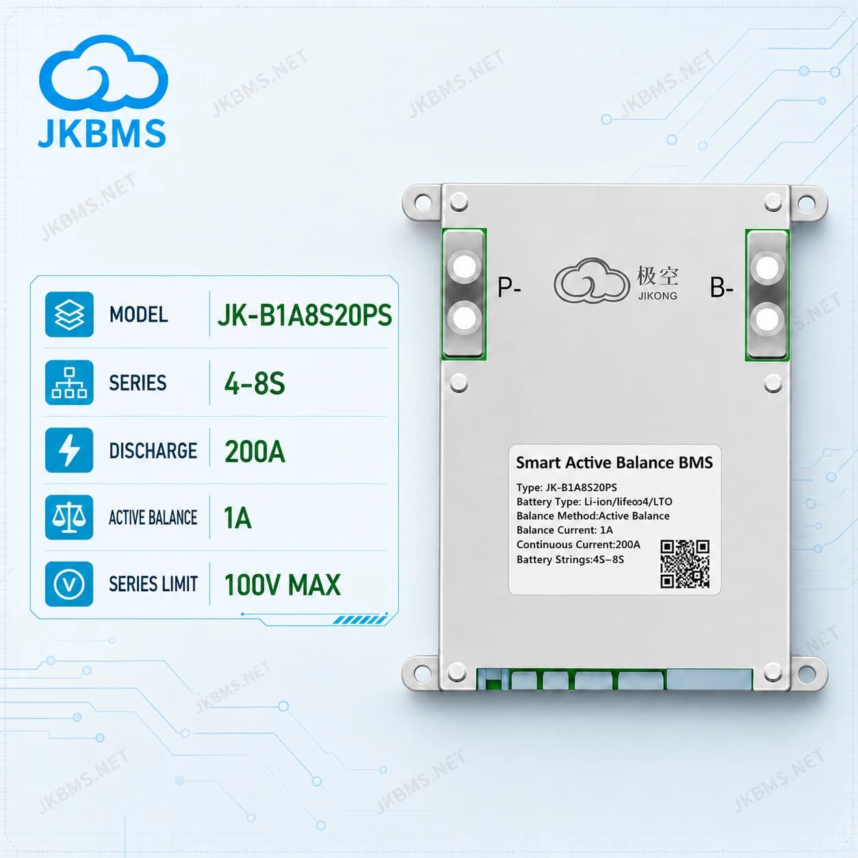 JKBMS JK-B1A8S20PS Smart Active Balance BMS