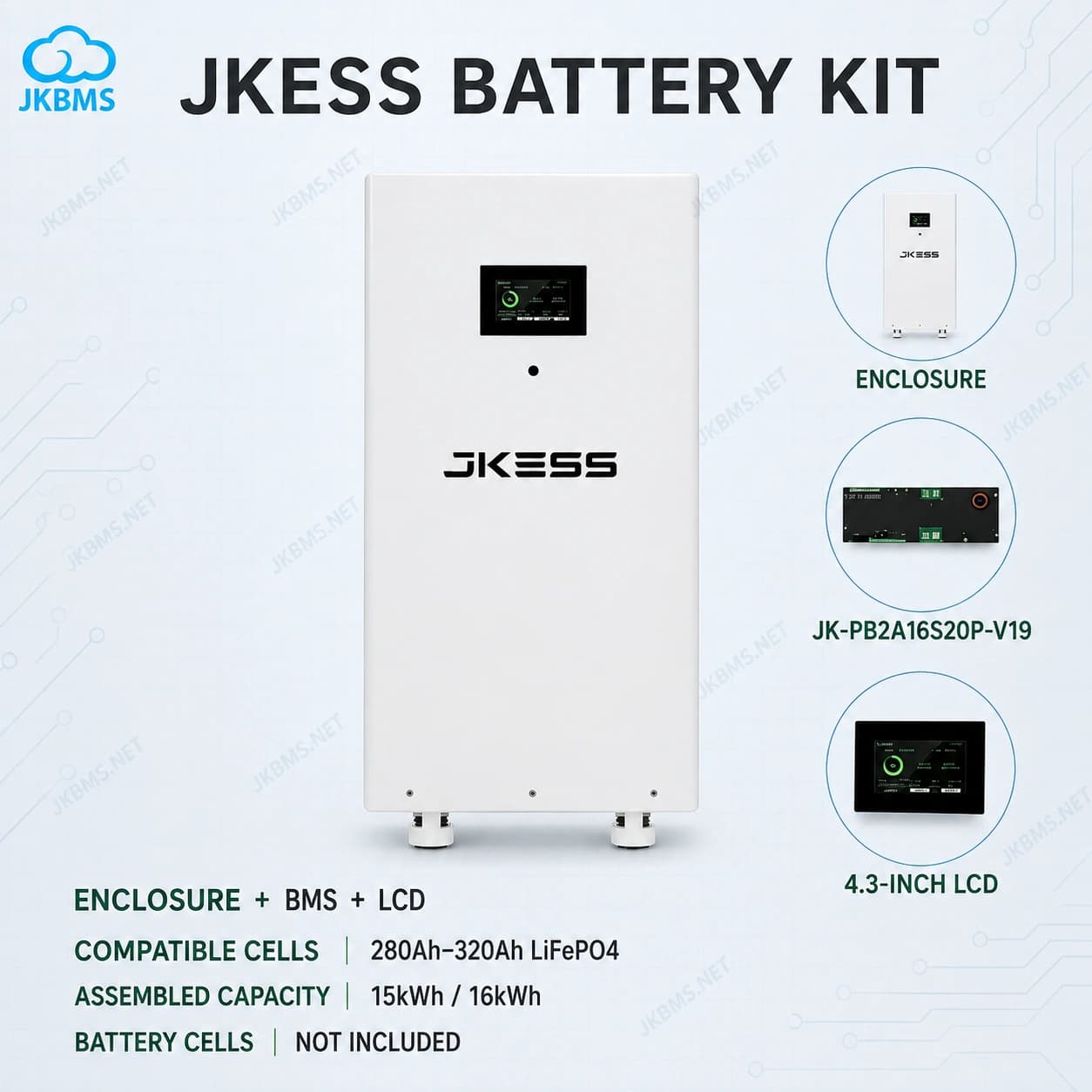Battery Kit (With Caster) - official JKBMS product, Caster Battery Enclosure Kit