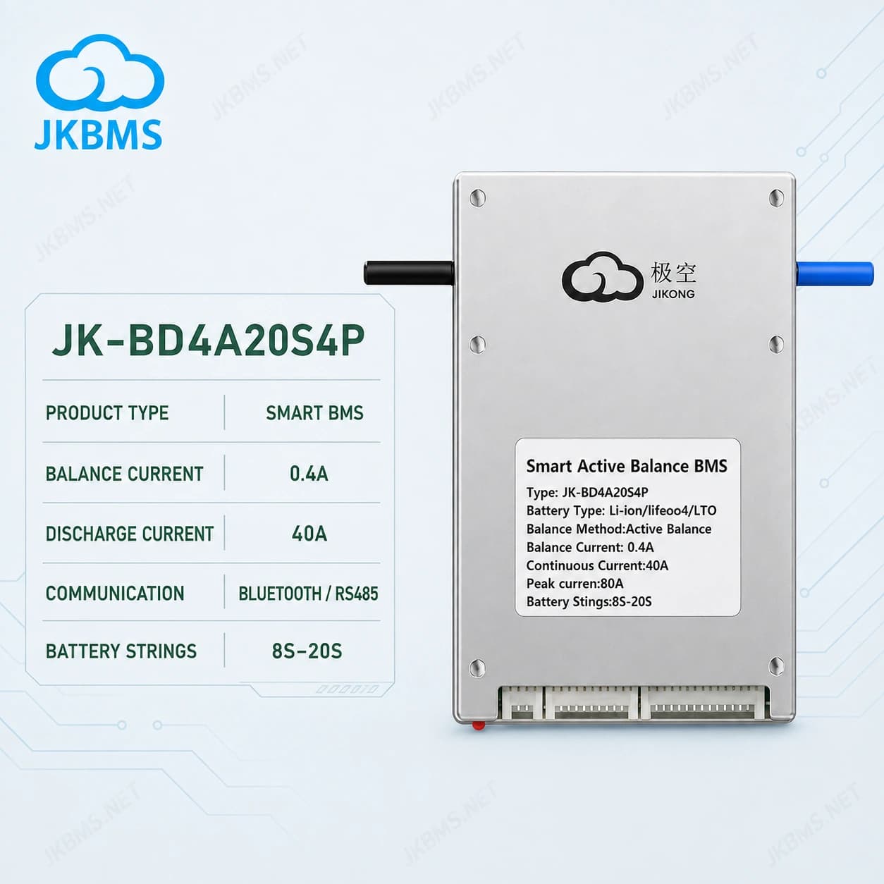 JKBMS JK-BD4A20S4P Smart Active Balance BMS