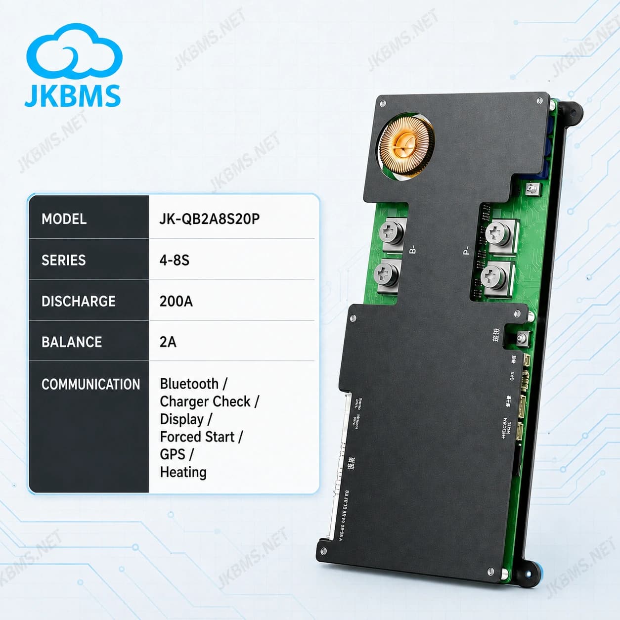 JKBMS JK-QB2A8S20P Parking Start Dedicated BMS - official JKBMS product, JKBMS JK-B1A / B2A Series