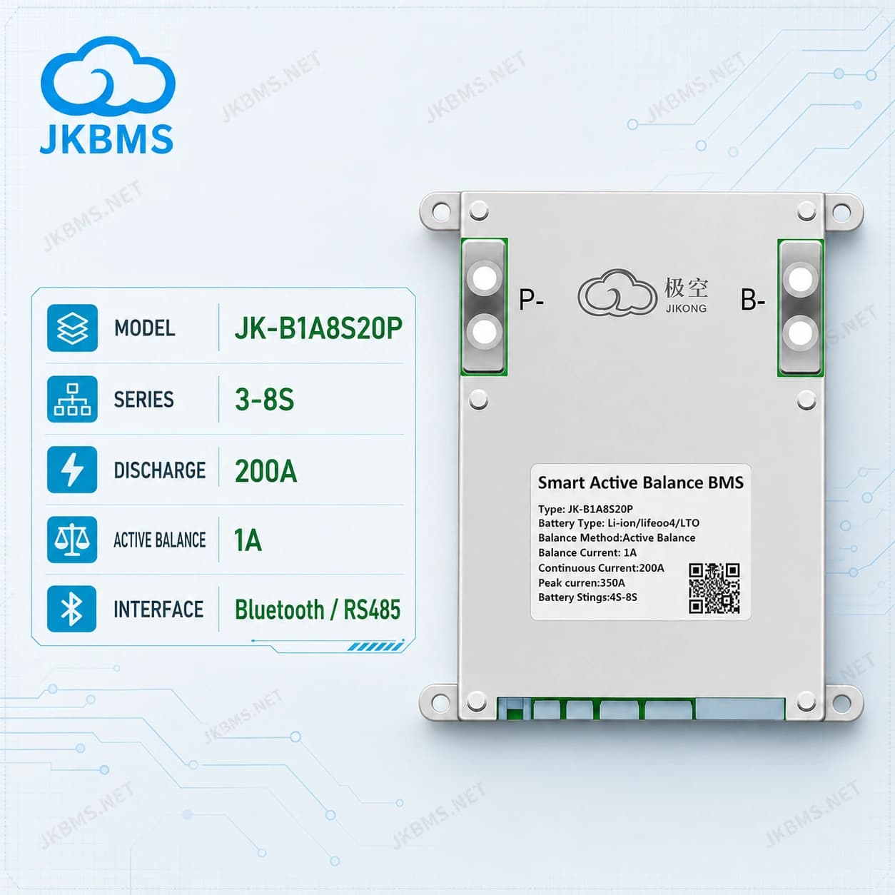 JKBMS JK-B1A8S20P Smart Active Balance BMS