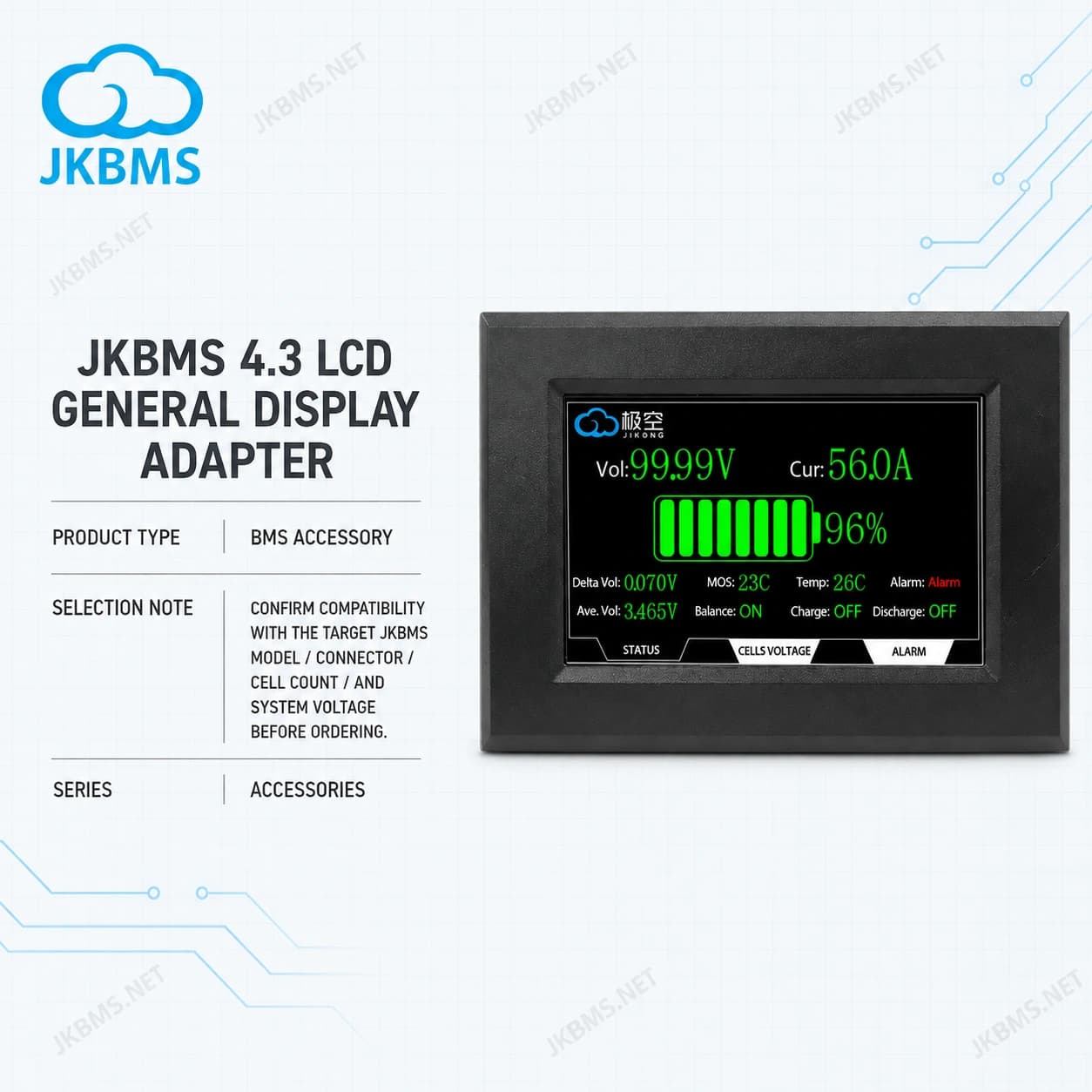 JKBMS 4.3 LCD General Display Adapter - official JKBMS product, JKBMS Accessories