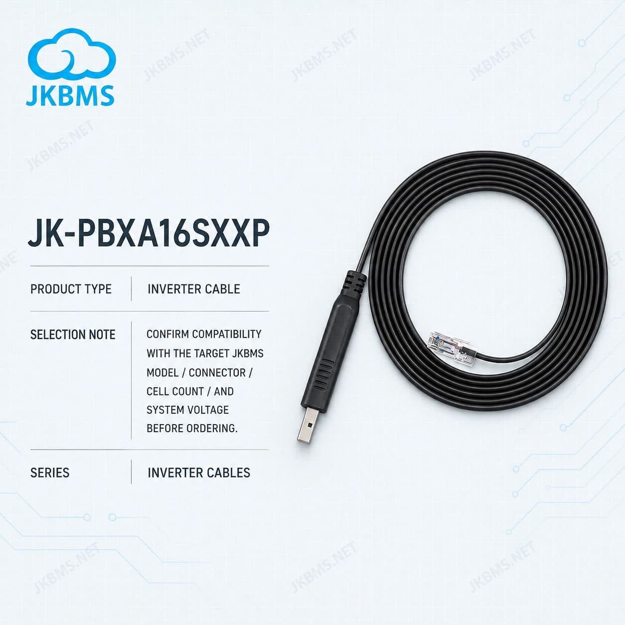 JIKONG BMS USB-RS485-RJ45 Cable - official JKBMS product, JKBMS Inverter Cables