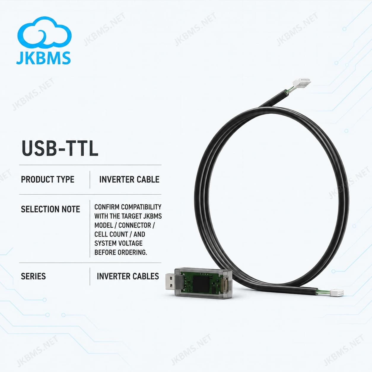 JIKONG BMS USB-TTL RS485 Cable - official JKBMS product, JKBMS Inverter Cables