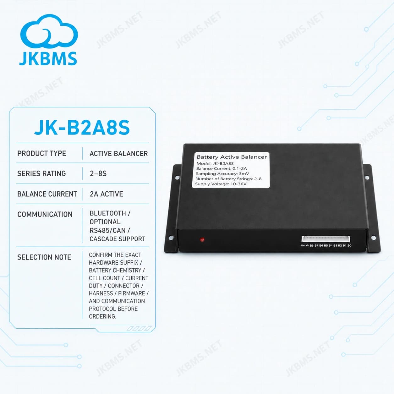 JKBMS JK-B2A8S Active Balancer — 2A 2~8S Battery Equalizer - official JKBMS product, JKBMS Active Balancers
