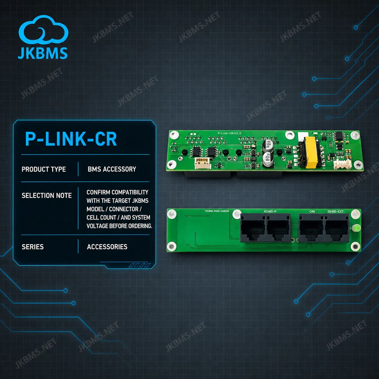 JIKONG P-Link-CR JKBMS Serial BMS RS485 Interface Board - official JKBMS product, JKBMS Accessories