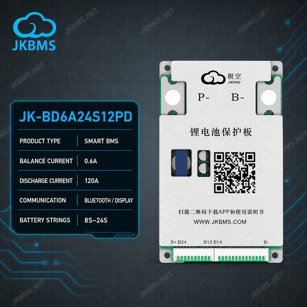 JKBMS JK-BD6A24S12PD Smart Active Balance BMS