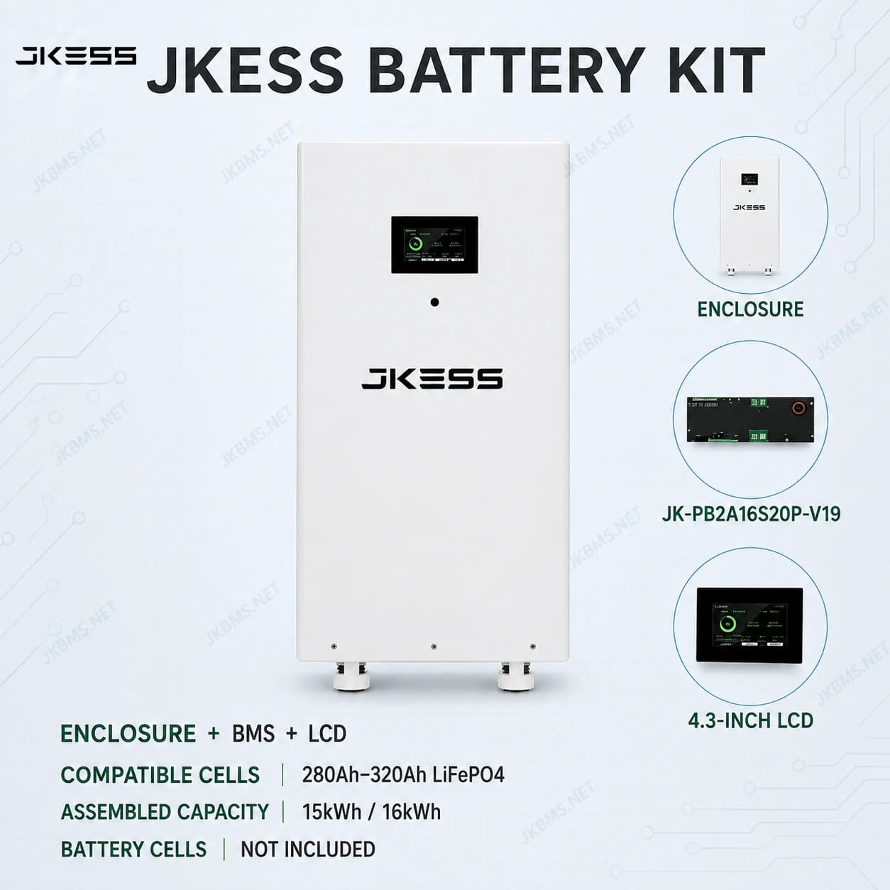 Battery Kit (With Caster) - official JKBMS product, Caster Battery Enclosure Kit