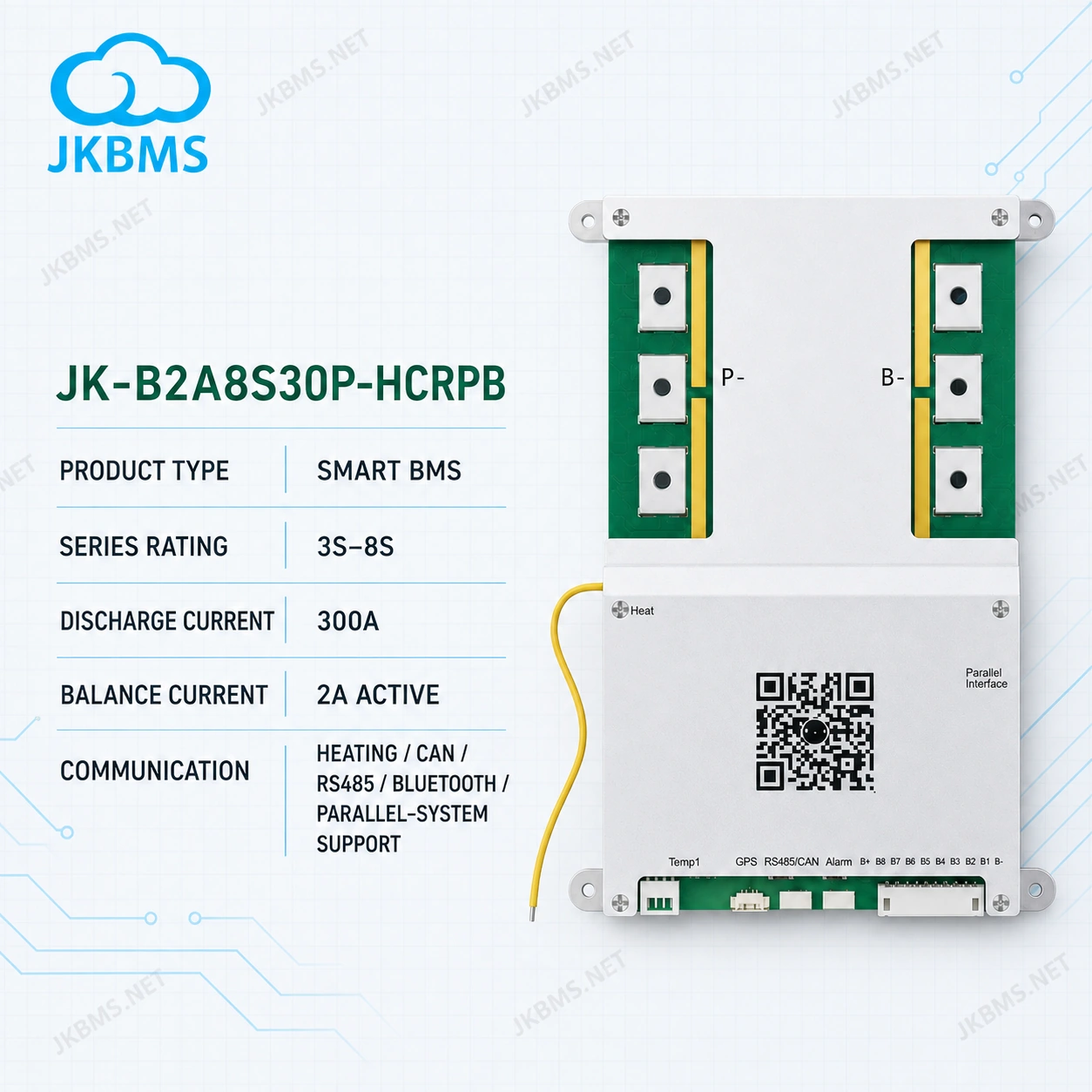 JKBMS JK-B2A8S30P-HCRPB Smart Active Balance BMS, product-family reference image