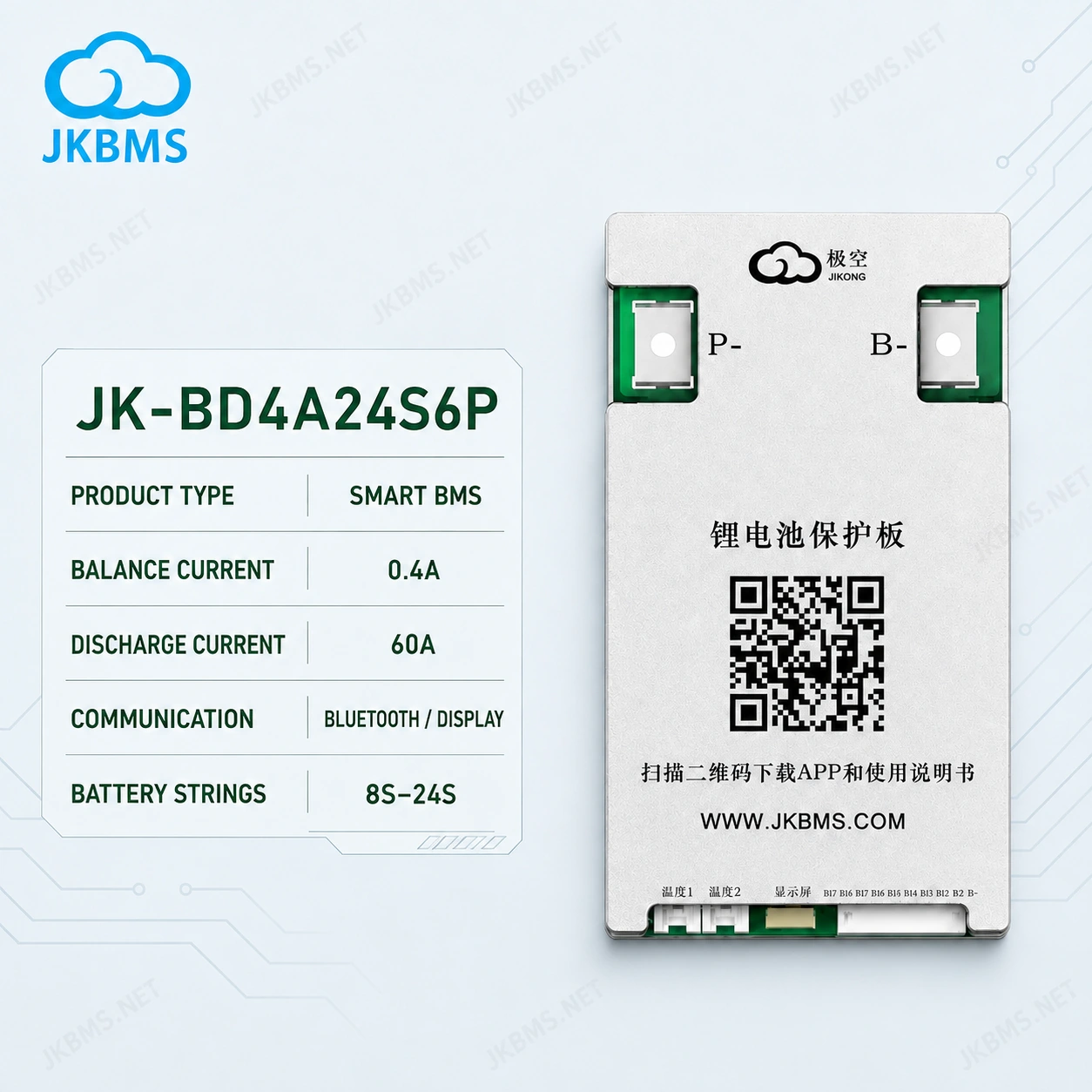 JKBMS JK-BD4A24S6P Smart Active Balance BMS, product-family reference image
