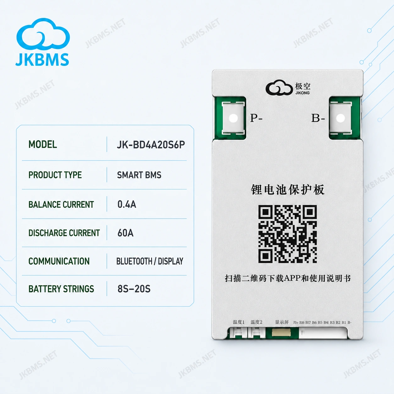 JKBMS JK-BD4A20S6P Smart Active Balance BMS, product-family reference image