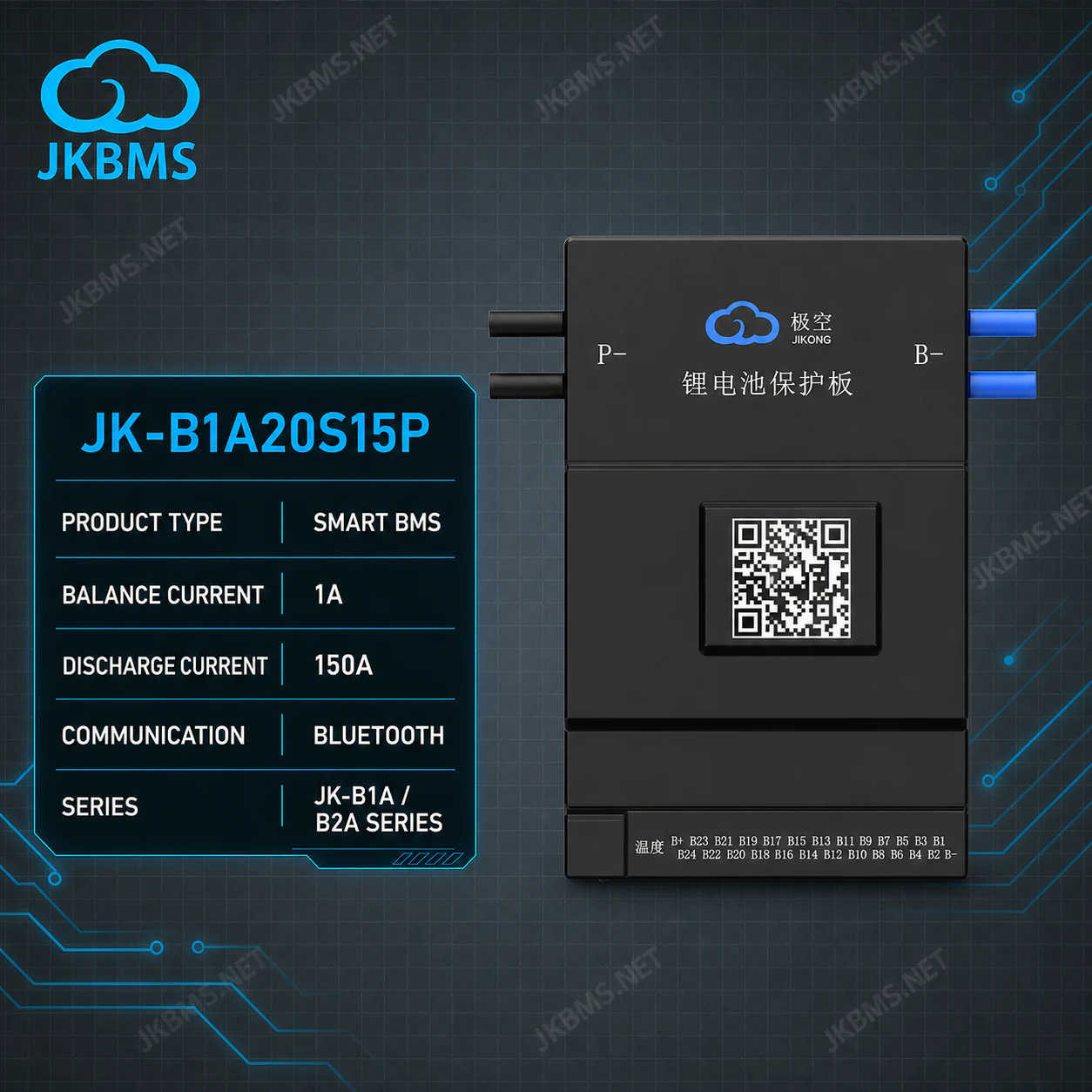 JKBMS JK-B1A20S15P Smart Active Balance BMS official JKBMS main product image