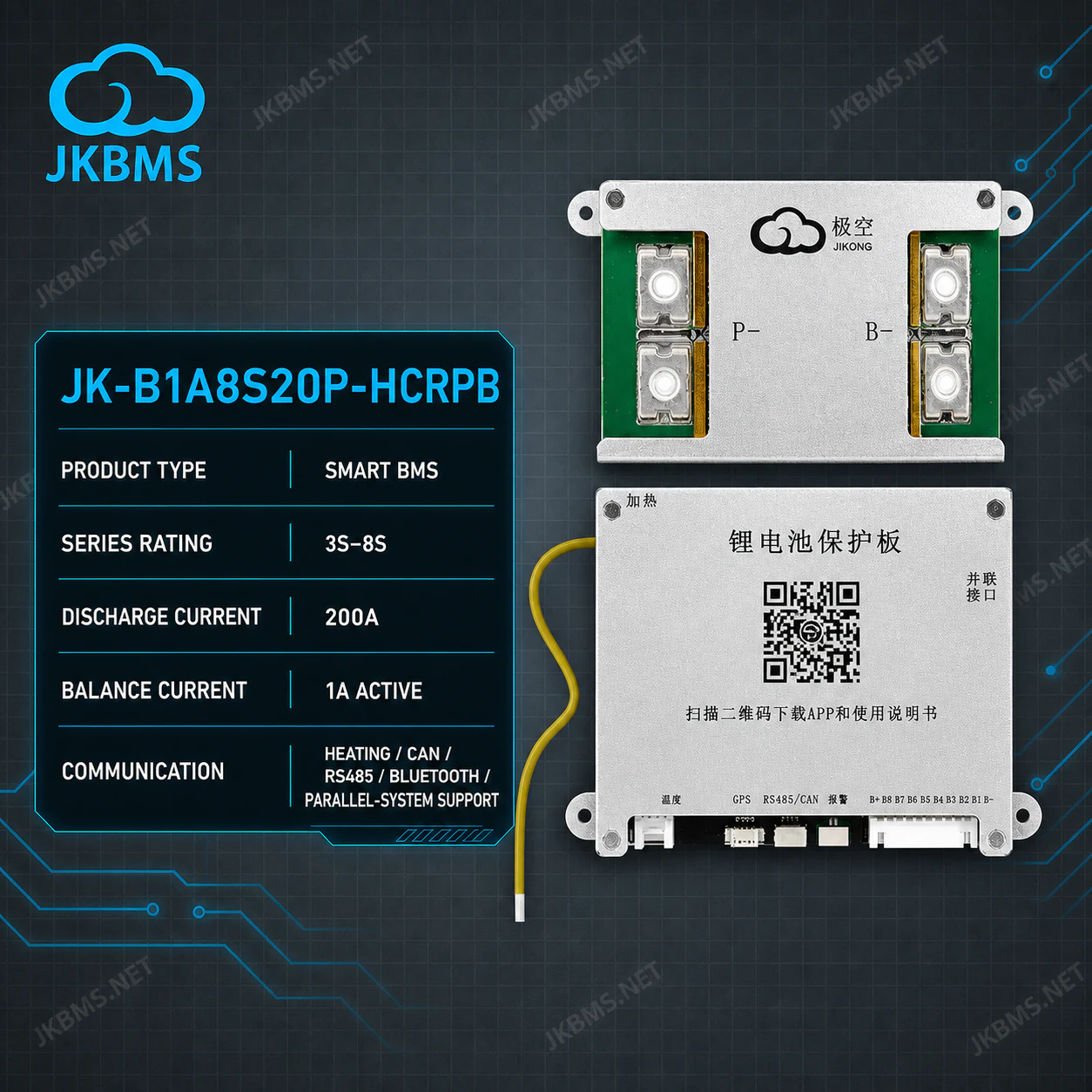 JKBMS JK-B1A8S20P-HCRPB Smart Active Balance BMS related JKBMS JK-B1A / B2A Series