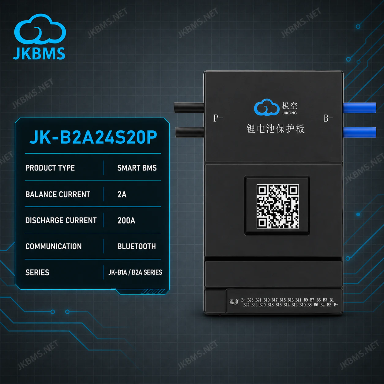JKBMS JK-B2A24S20P Smart Active Balance BMS - official JKBMS product, JKBMS JK-B1A / B2A Series