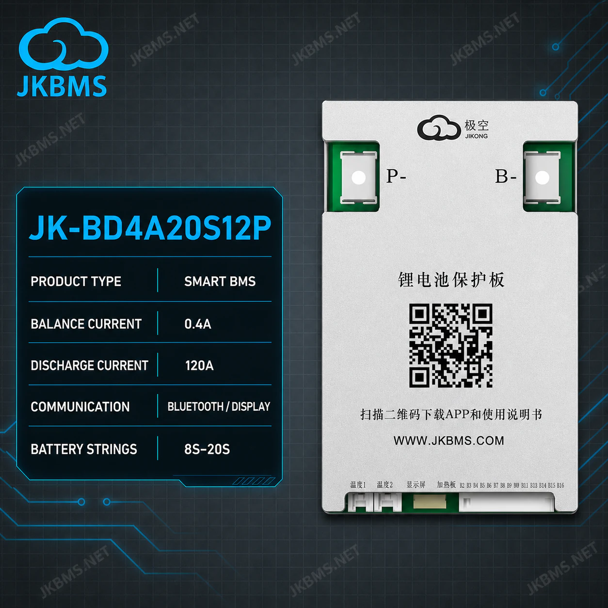 JKBMS JK-BD4A20S12P Smart Active Balance BMS official JKBMS main product image