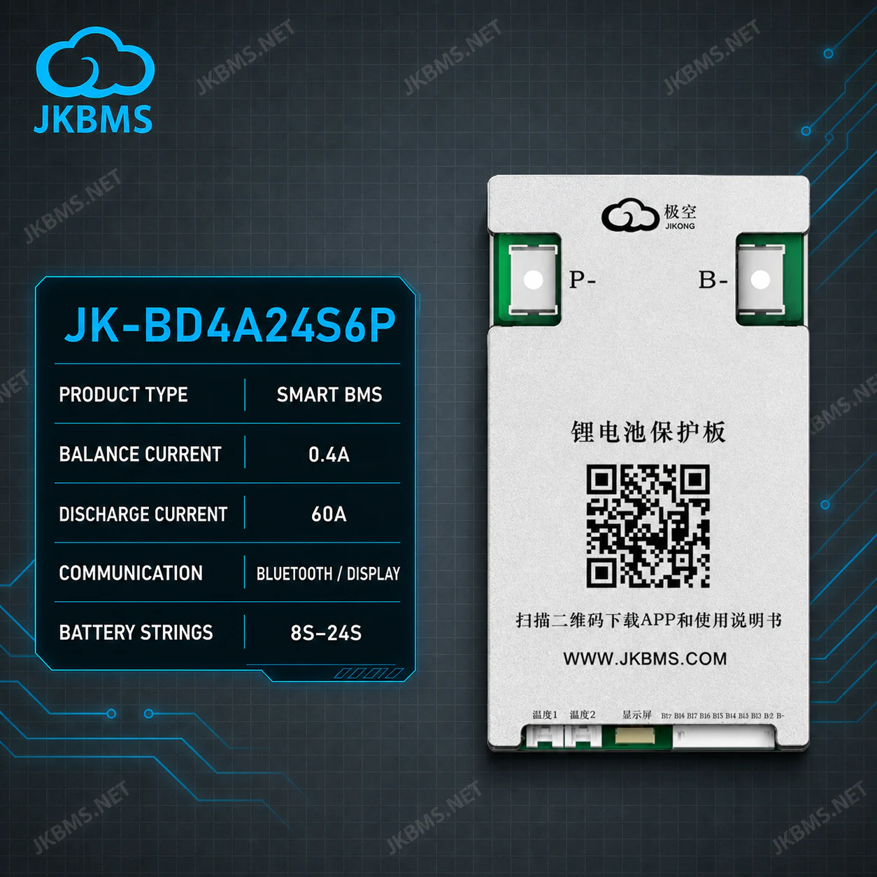 JKBMS JK-BD4A24S6P Smart Active Balance BMS official JKBMS main product image