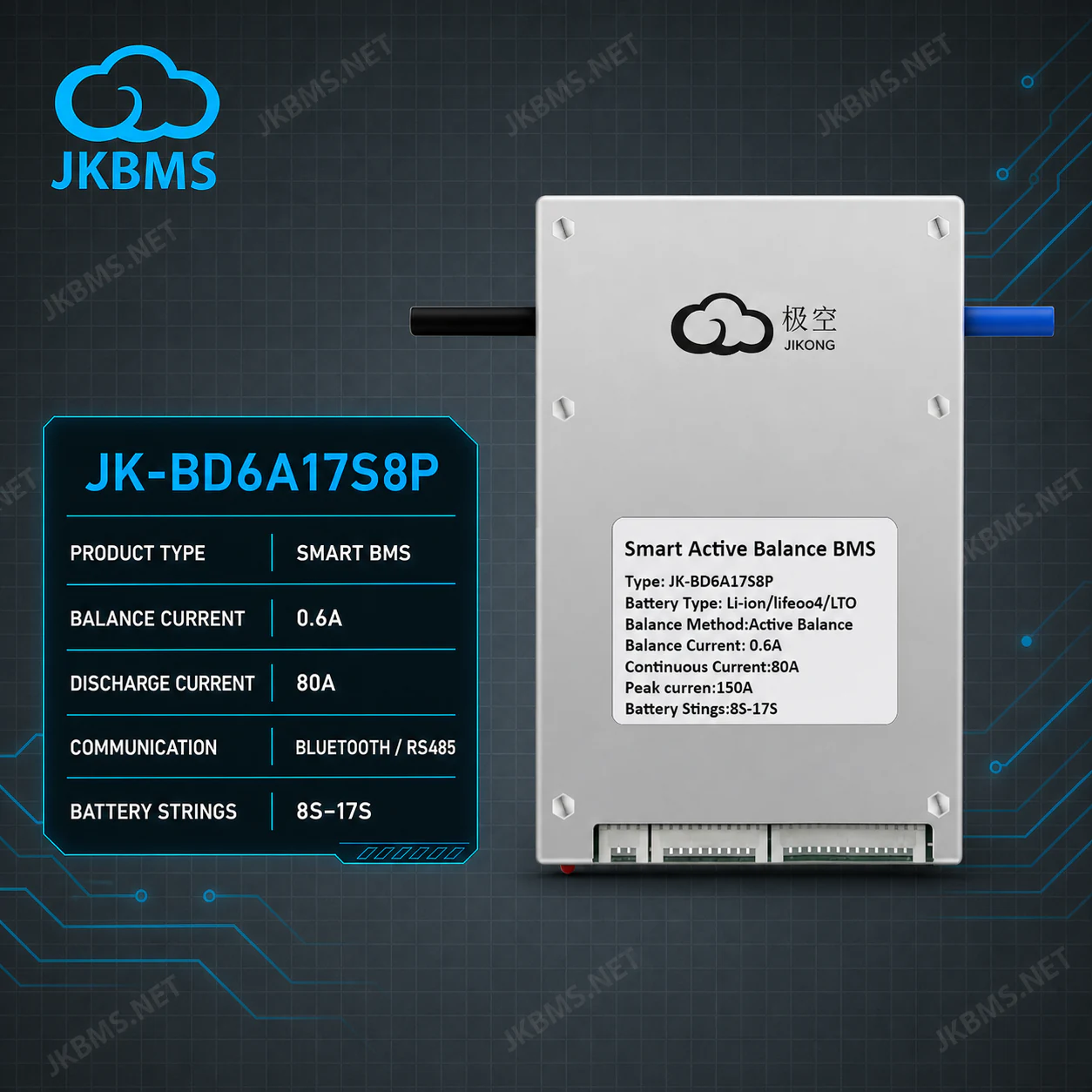 JKBMS JK-BD6A17S8P Smart Active Balance BMS official JKBMS main product image