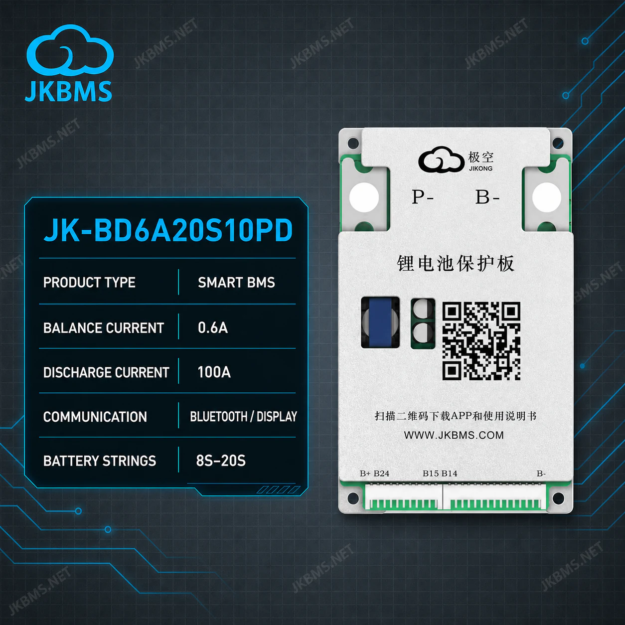 JKBMS JK-BD6A20S10PD Smart Active Balance BMS official JKBMS main product image