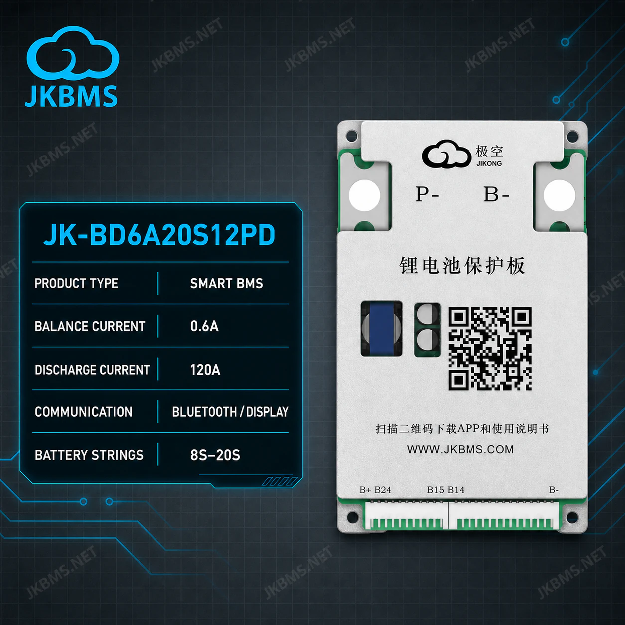 JKBMS JK-BD6A20S12PD Smart Active Balance BMS official JKBMS main product image