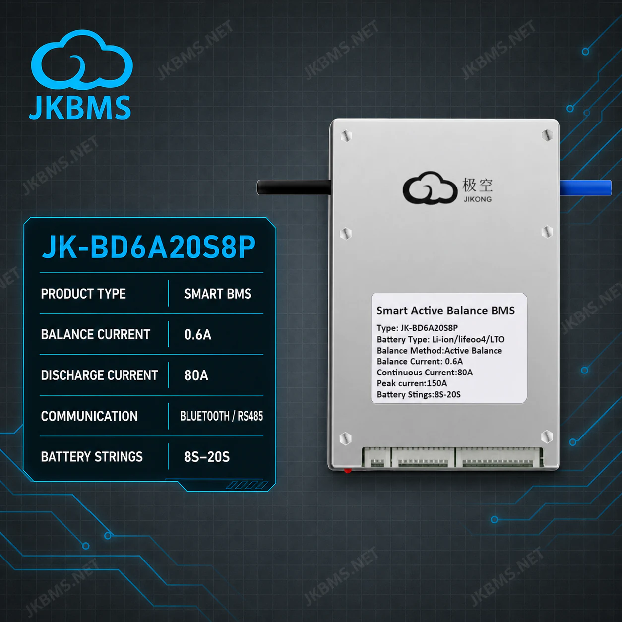 JKBMS JK-BD6A20S8P Smart Active Balance BMS - official JKBMS product, JKBMS JK-BD Series