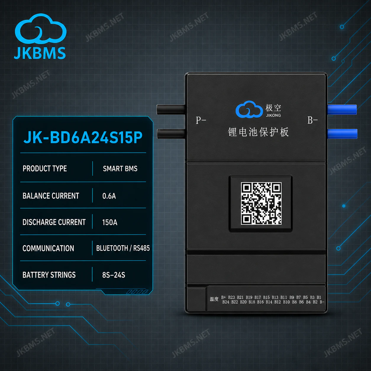 JKBMS JK-BD6A24S15P Smart Active Balance BMS - official JKBMS product, JKBMS JK-BD Series