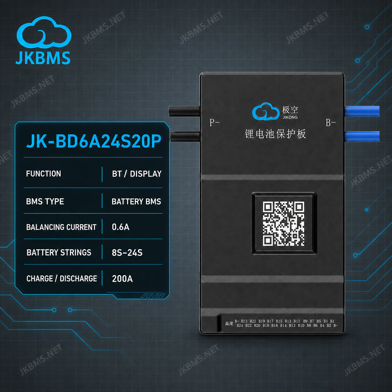 JKBMS JK-BD6A24S20P Smart Active Balance BMS - official JKBMS product, JKBMS JK-BD Series