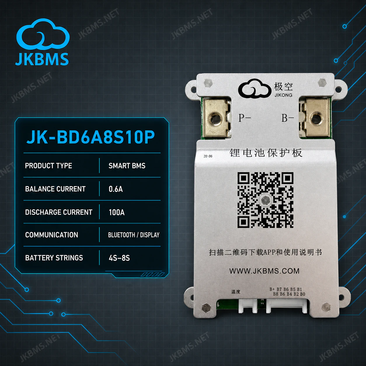 JKBMS JK-BD6A8S10P Smart Active Balance BMS official JKBMS main product image