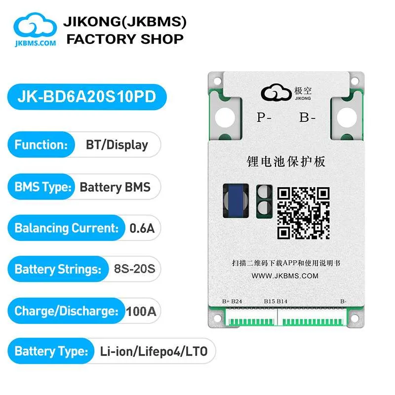 JKBMS JK-BD6A20S10PD Smart Active Balance BMS — JKBMS JK-BD Series