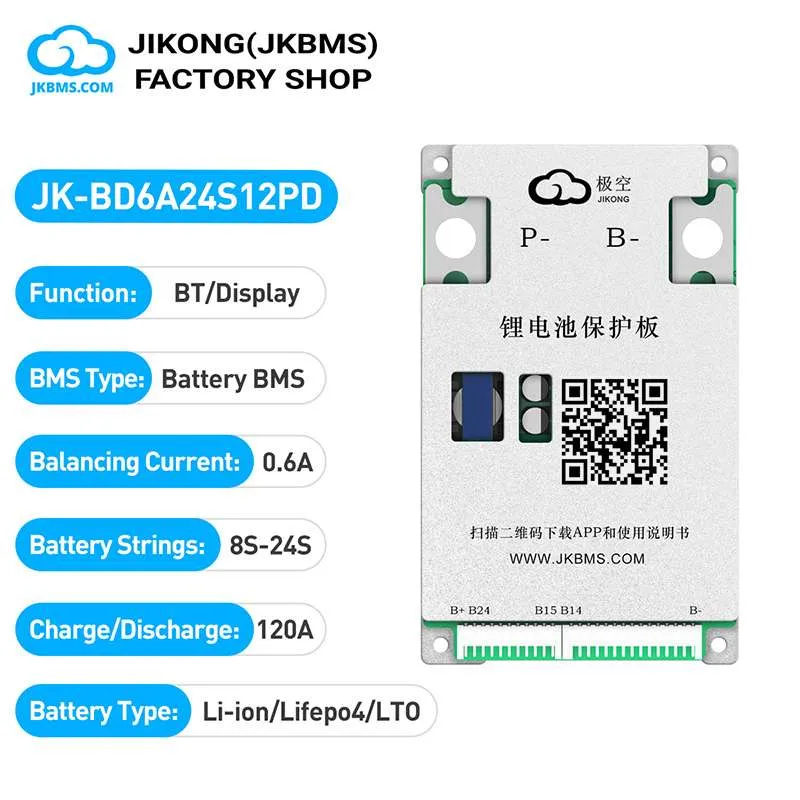 JKBMS JK-BD6A24S12PD Smart Active Balance BMS — JKBMS JK-BD Series